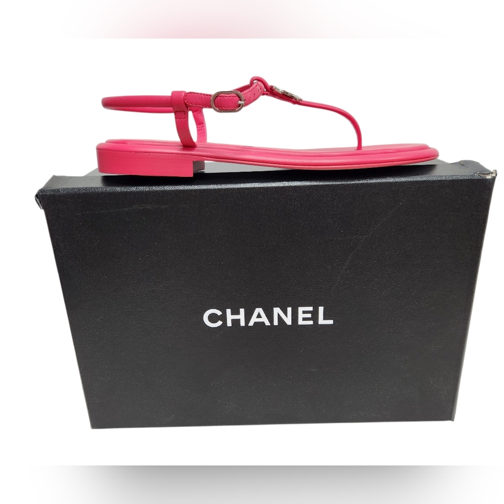 Chanel Lambskin and Strass Dark Pink Sandals